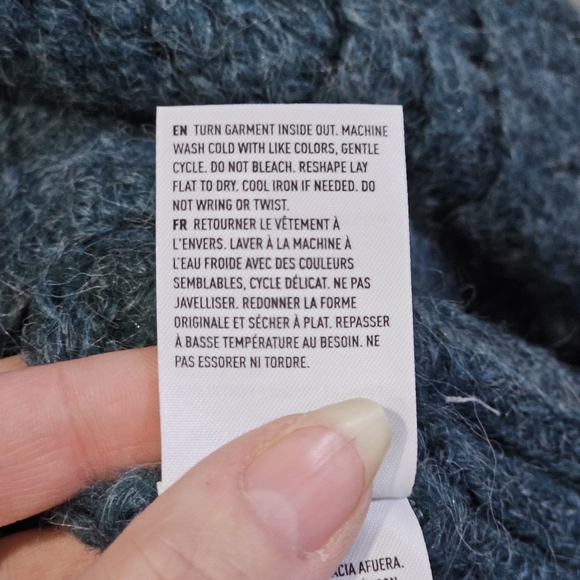 ♡ American Eagle Outfitters Wool Sweater | Dark Teal Blue Slouch Oversized Fit S - Picture 10 of 11